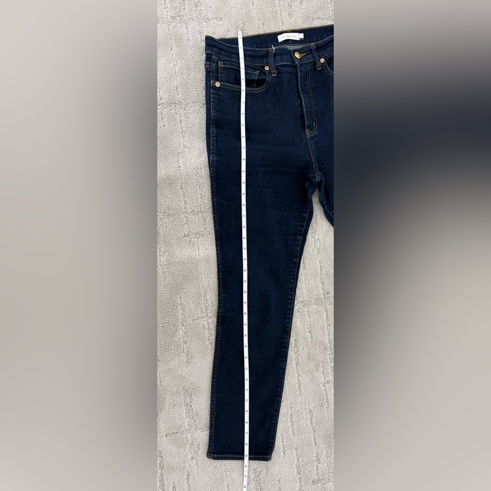 Tory Burch High Rise Dark Wash Ankle Jeans 5 Pocket Zipper Botton Cotton Blend - Picture 5 of 9